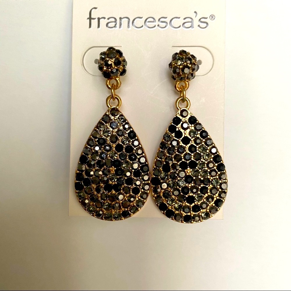 Francesca's Stone Drop Earrings Navy Blue